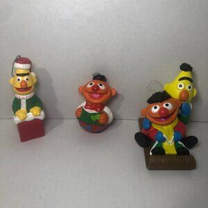 1990s Jim Henson Sesame Street Christmas Ornaments Lot of 3 Elmo Bert and Ernie
